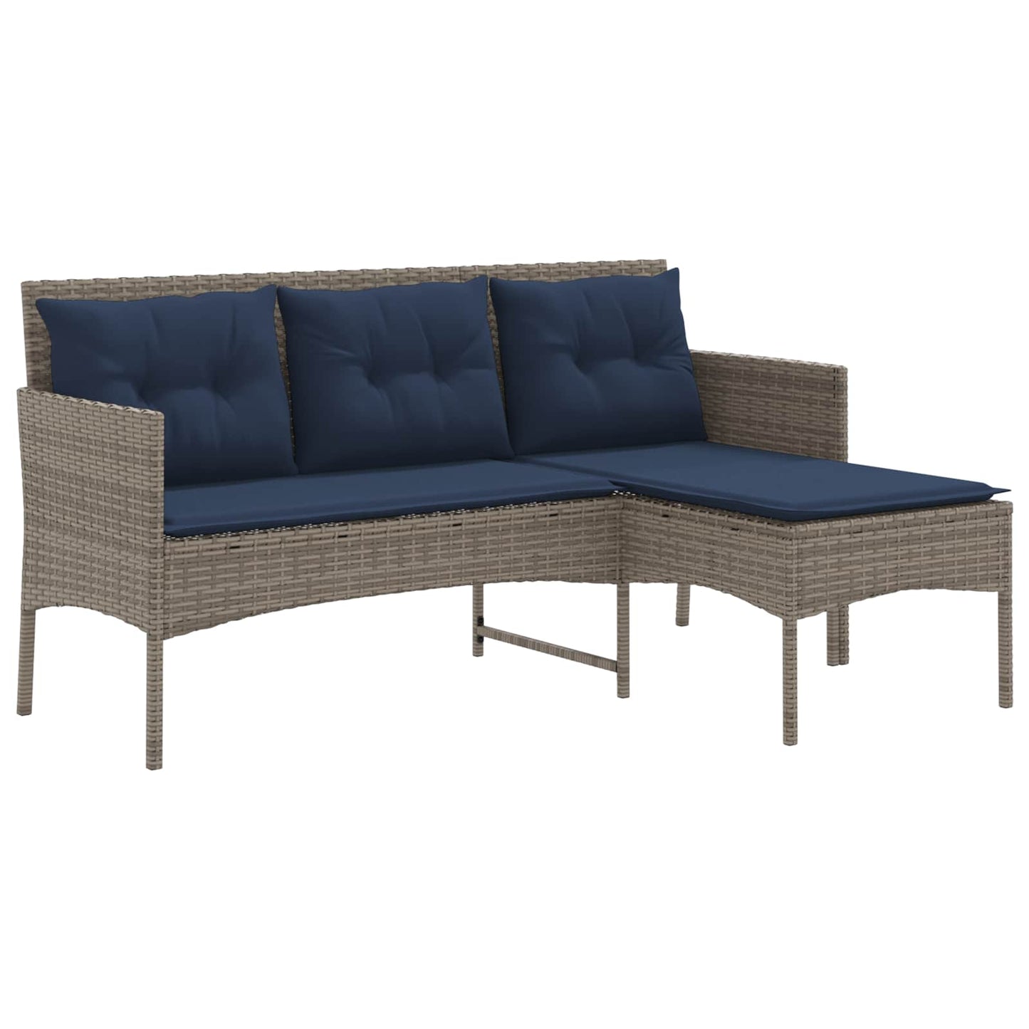 vidaXL Σετ Καναπέ Κήπου 2 pcs Γκρι και Navy Blue συνθετικό ρατάν