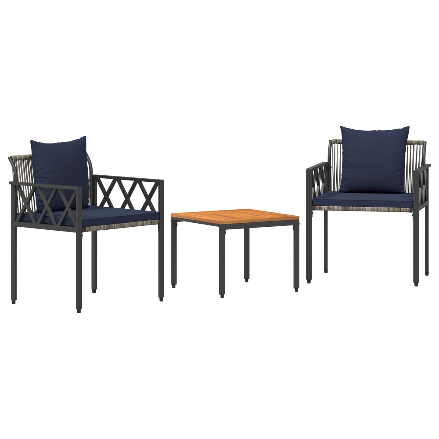vidaXL Σετ Εξωτερικών Επίπλων 3 τμχ. Γκρι και Navy Blue