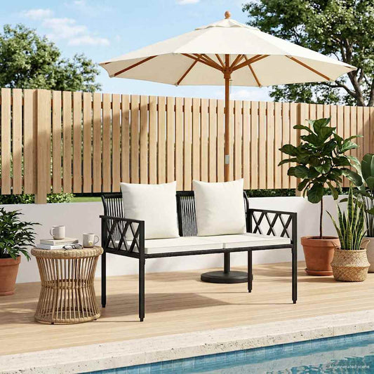 vidaXL Εξωτερικά παγκάκια 2 -Seater 116 x 56 x 75 εκ. συνθετικό ρατάν