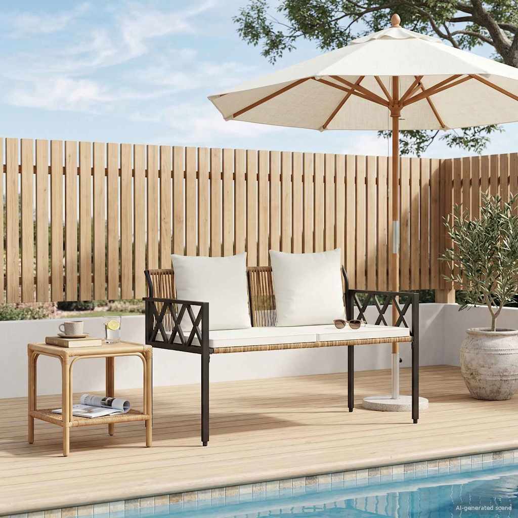 vidaXL Εξωτερικά παγκάκια 2 -Seater 116 x 56 x 75 εκ. συνθετικό ρατάν