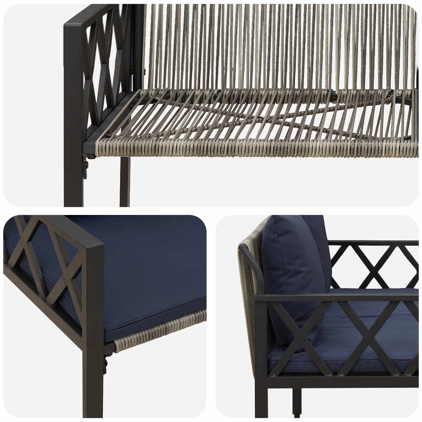 vidaXL Εξωτερικά παγκάκια 2 -Seater 116 x 56 x 75 εκ. συνθετικό ρατάν