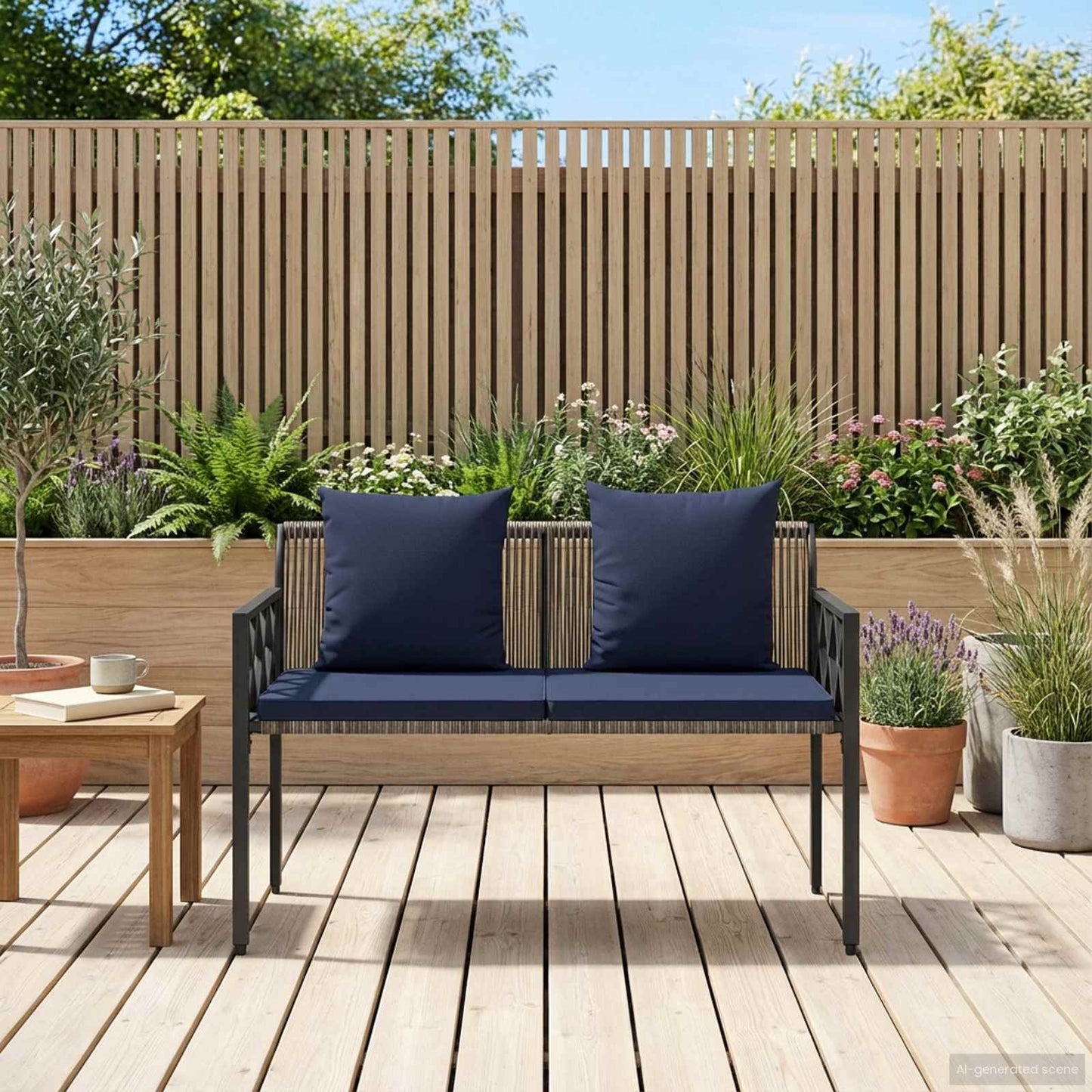 vidaXL Εξωτερικά παγκάκια 2 -Seater 116 x 56 x 75 εκ. συνθετικό ρατάν
