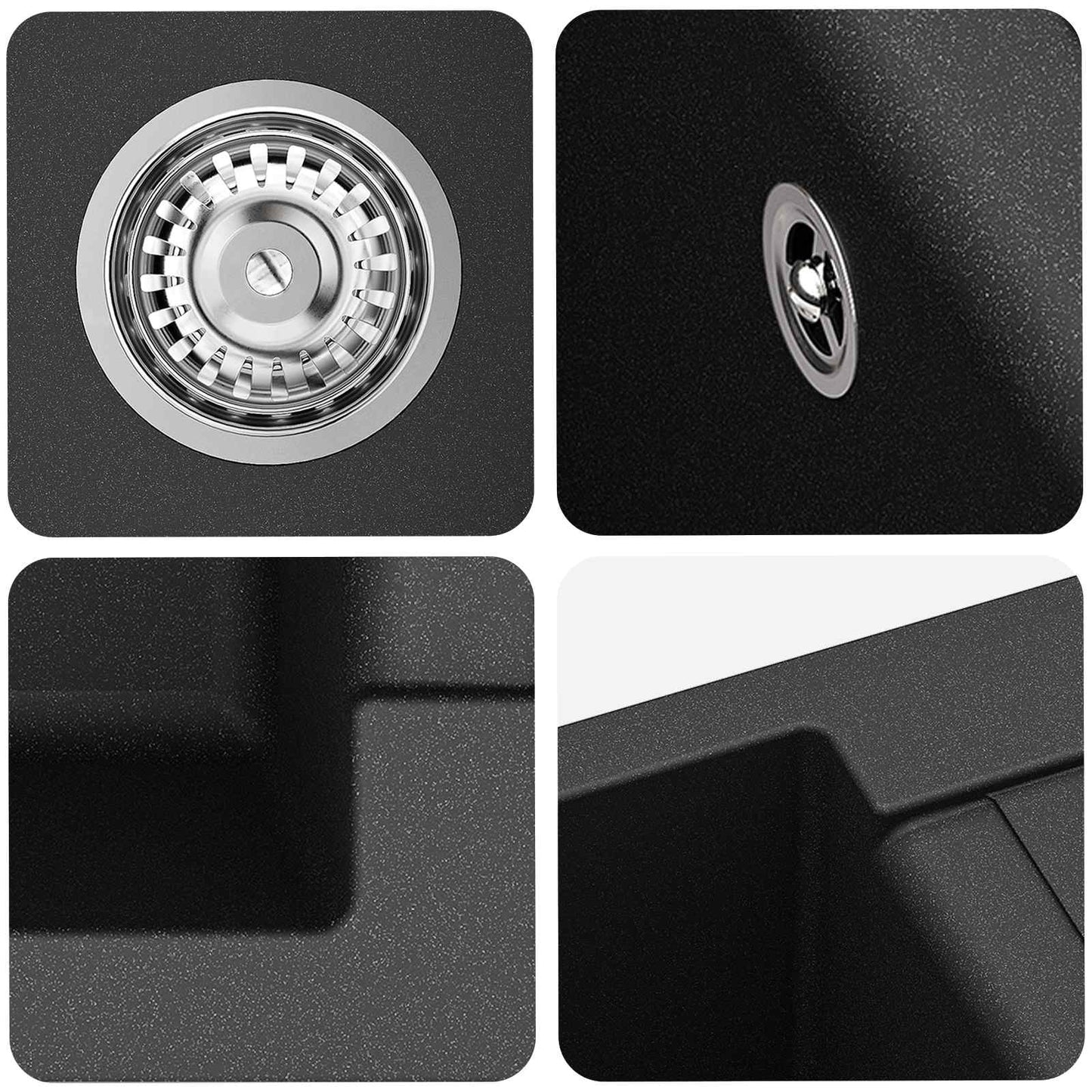 vidaXL Σιντρινο Μαύρο 780 x 500 mm 80% Χαλαζίας και 20% Ρητίνη