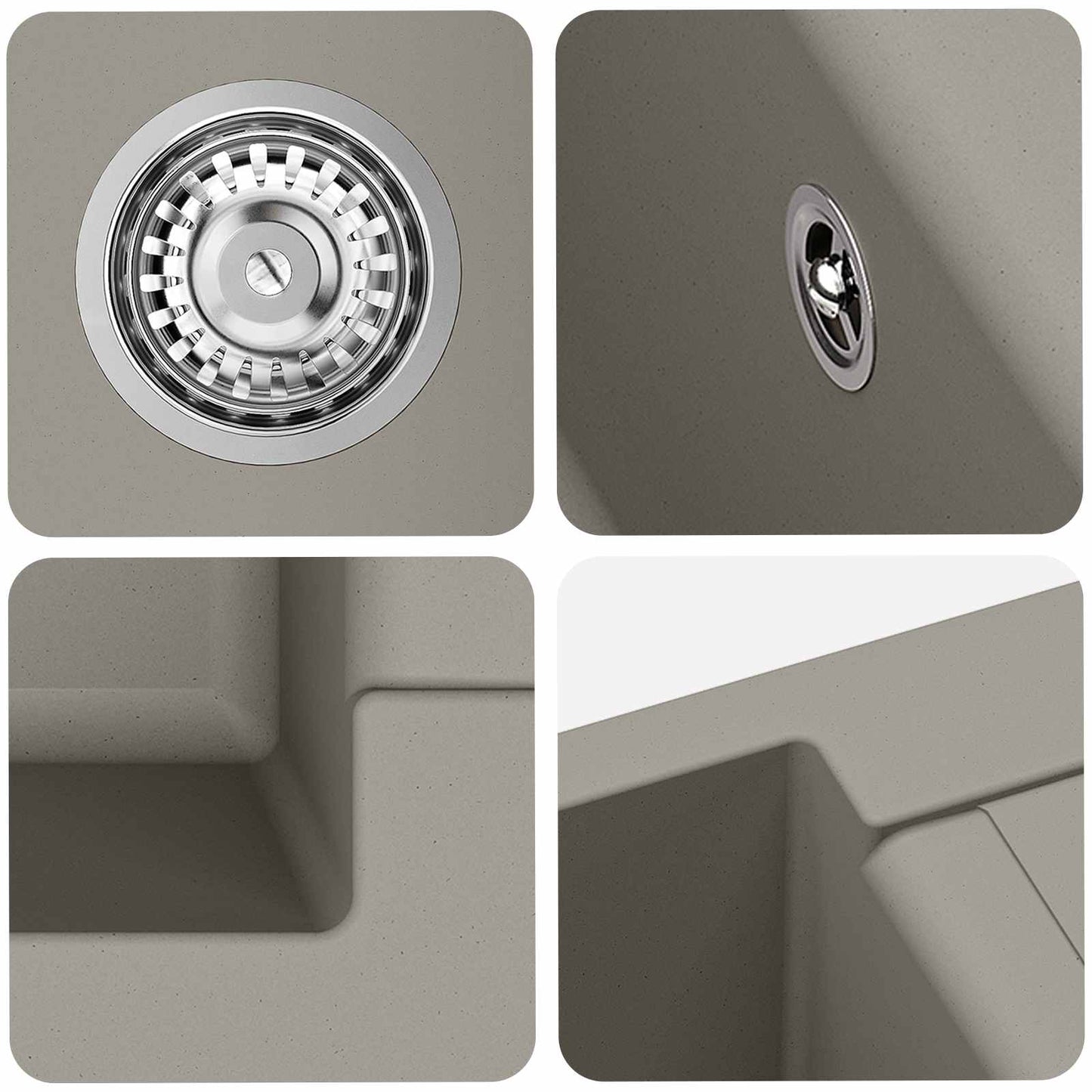 vidaXL Σιντρινο Γκρι 620 x 500 mm 80% Χαλαζίας και 20% Ρητίνη