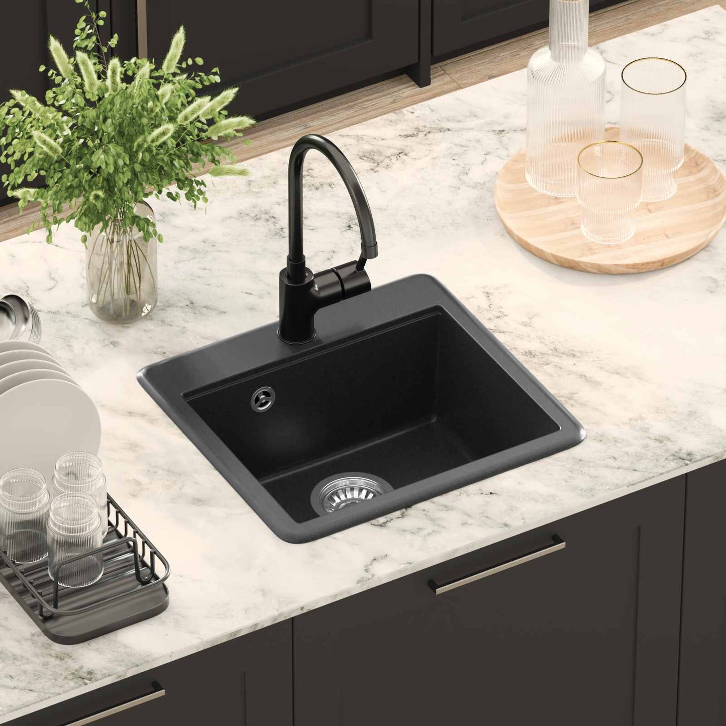vidaXL Σιντρινο Μαύρο 470 x 440 mm Γρανίτης