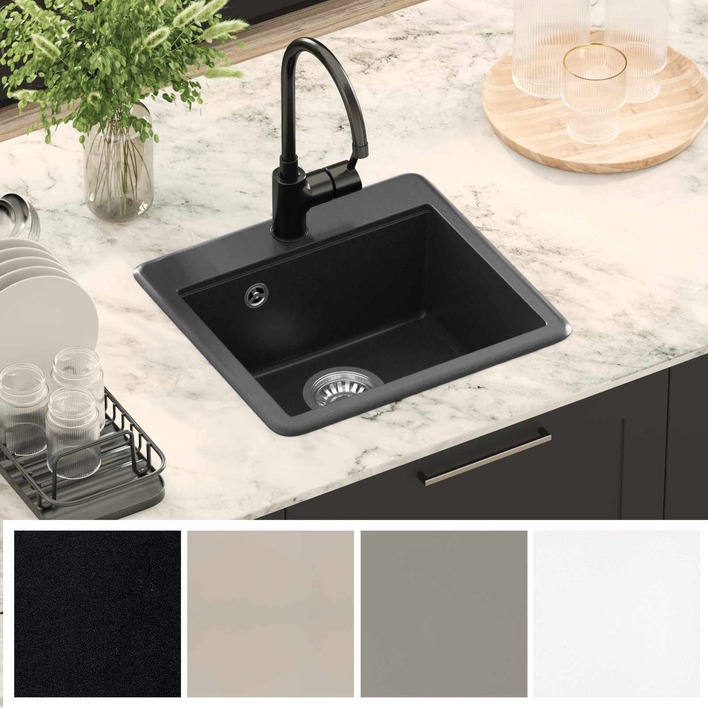 vidaXL Σιντρινο Μαύρο 470 x 440 mm Γρανίτης