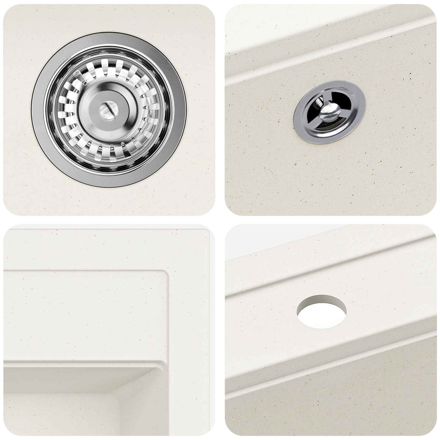 vidaXL Σιντρινο Λευκό 470 x 440 mm Γρανίτης
