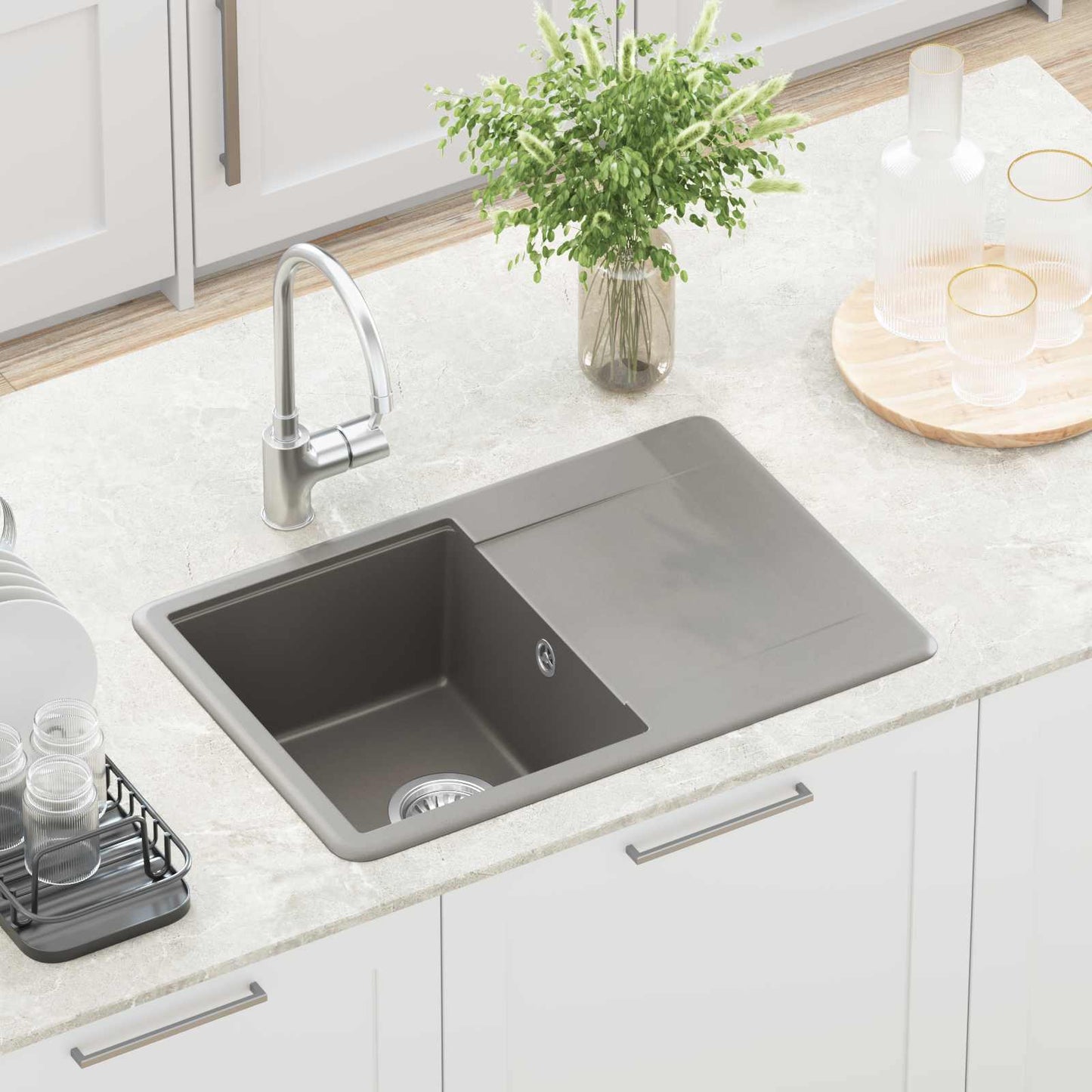 vidaXL Σιντρινο Γκρι 670 x 460 mm 80% Χαλαζίας και 20% Ρητίνη