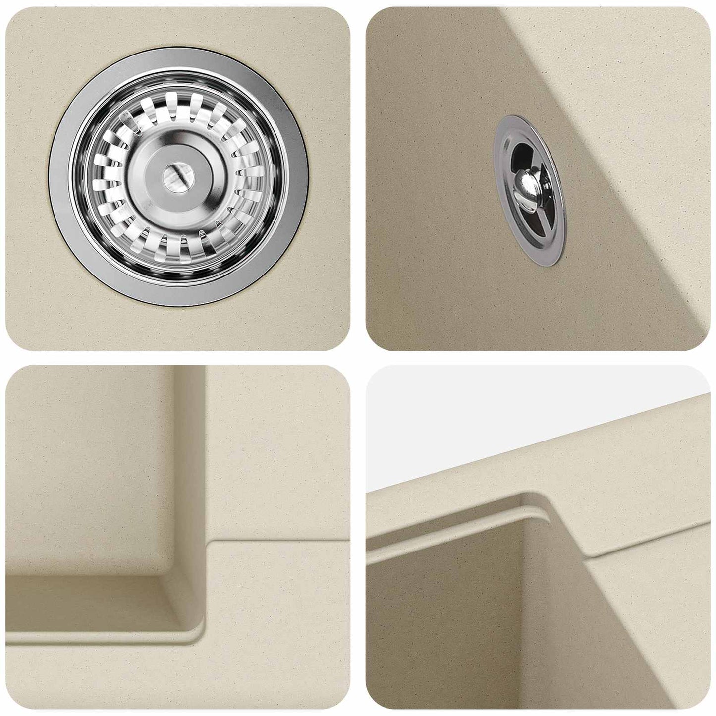 vidaXL Σιντρινο Μπεζ 670 x 460 mm 80% Χαλαζίας και 20% Ρητίνη