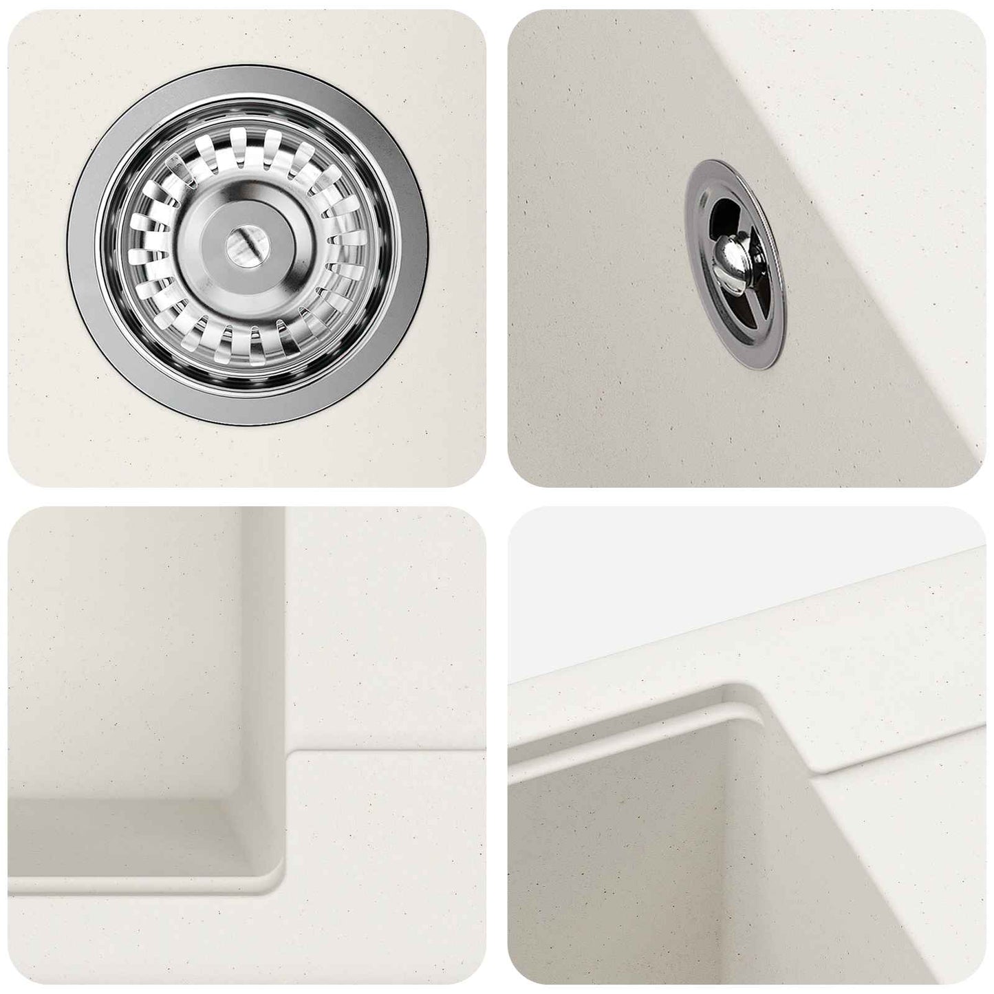 vidaXL Σιντρινο Λευκό 670 x 460 mm 80% Χαλαζίας και 20% Ρητίνη