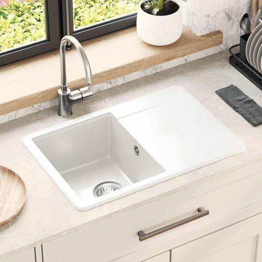 vidaXL Σιντρινο Λευκό 670 x 460 mm 80% Χαλαζίας και 20% Ρητίνη