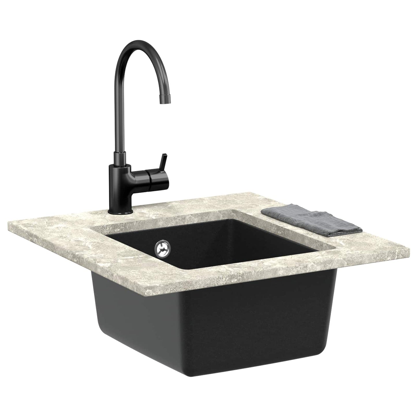 vidaXL Σιντρινο Μαύρο 370 x 460 mm 80% Χαλαζίας και 20% Ρητίνη