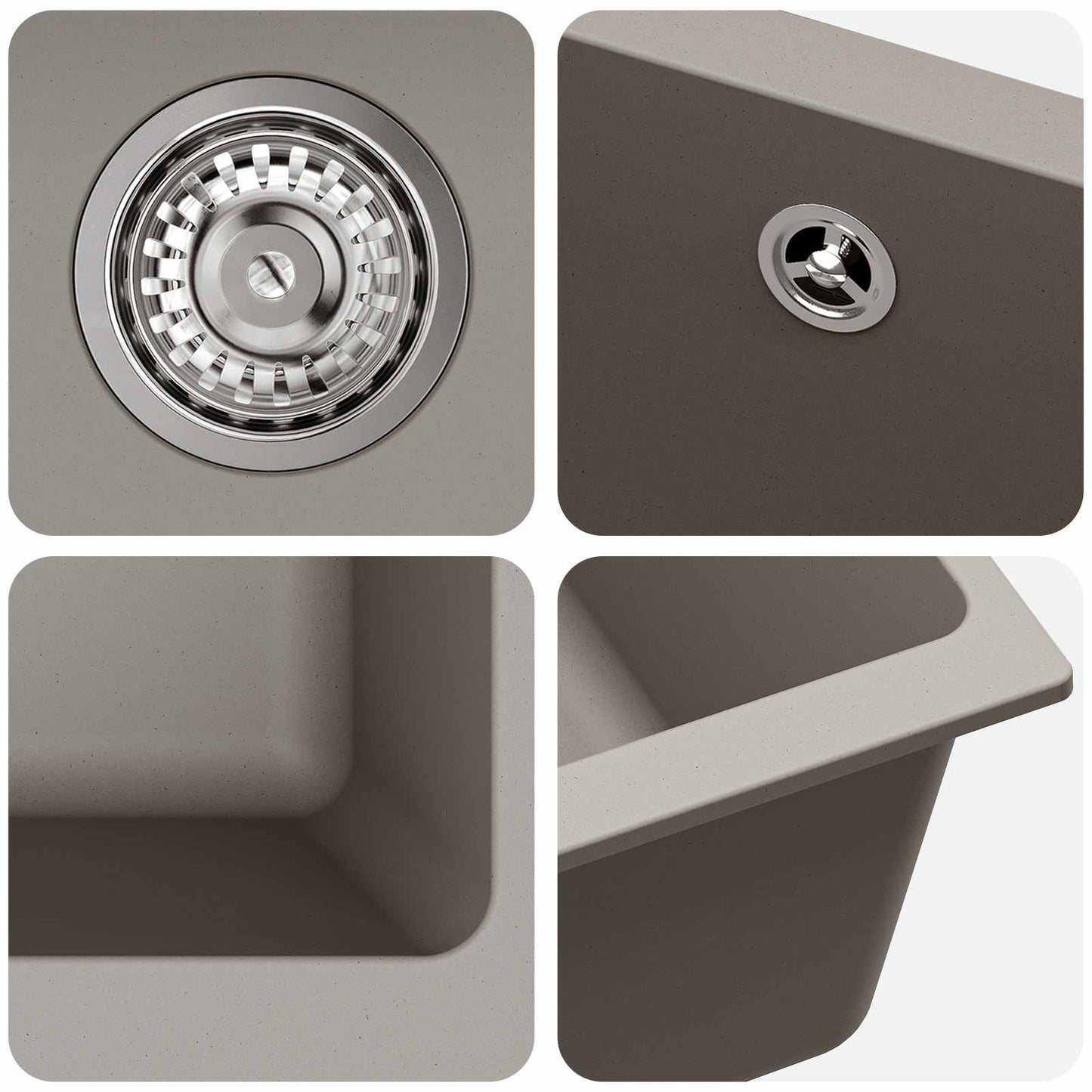 vidaXL Σιντρινο Γκρι 370 x 460 mm 80% Χαλαζίας και 20% Ρητίνη