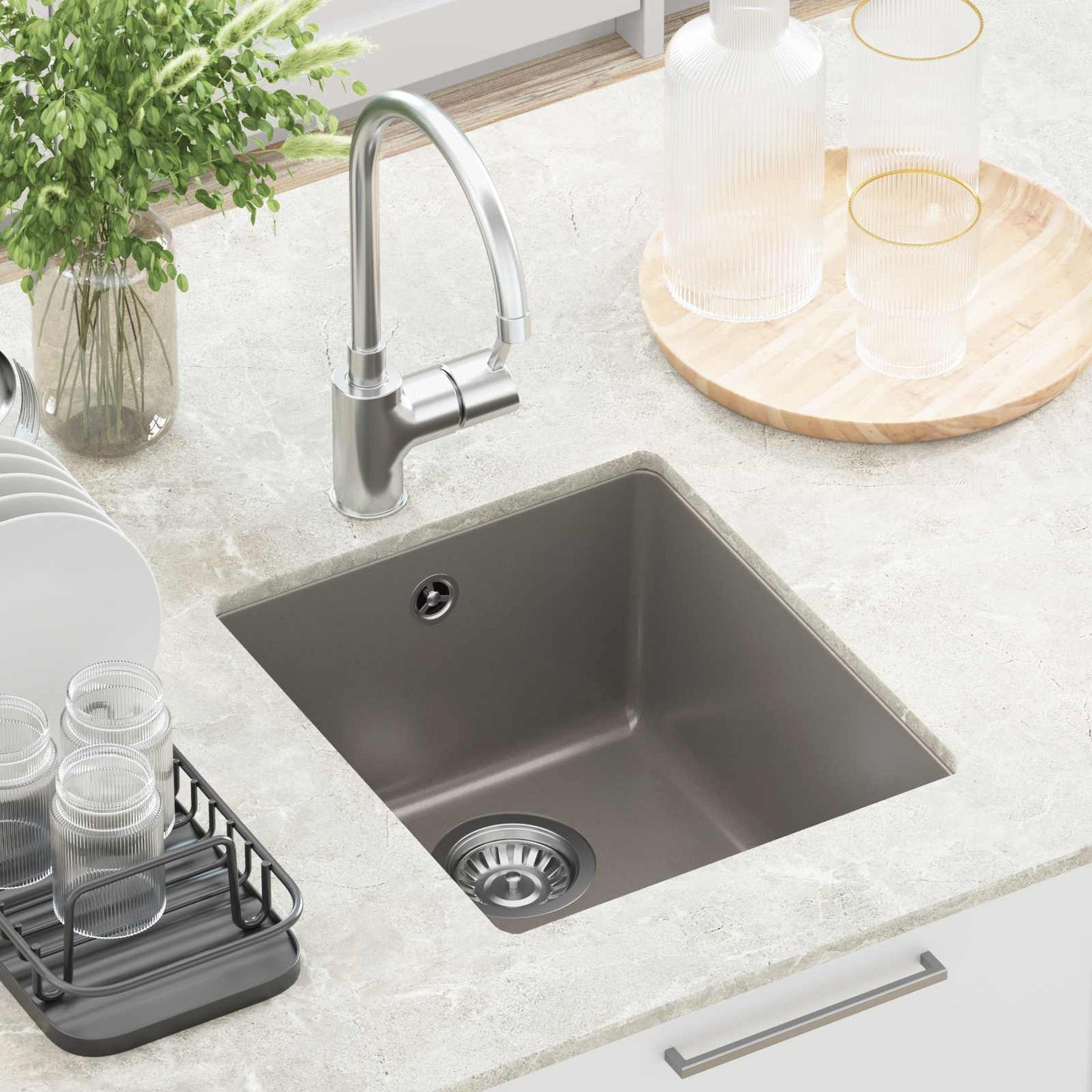 vidaXL Σιντρινο Γκρι 370 x 460 mm 80% Χαλαζίας και 20% Ρητίνη