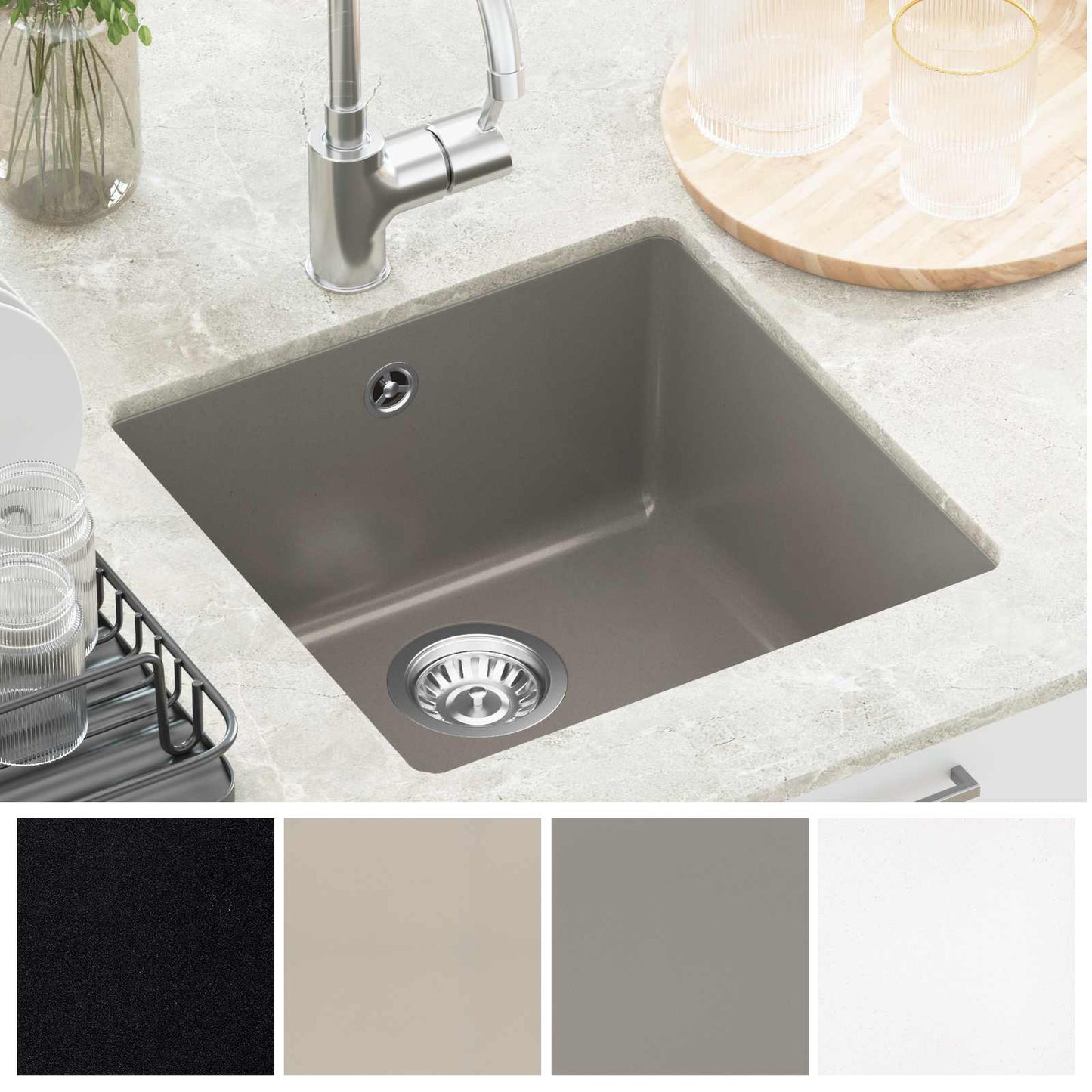 vidaXL Σιντρινο Γκρι 430 x 460 mm 80% Χαλαζίας και 20% Ρητίνη