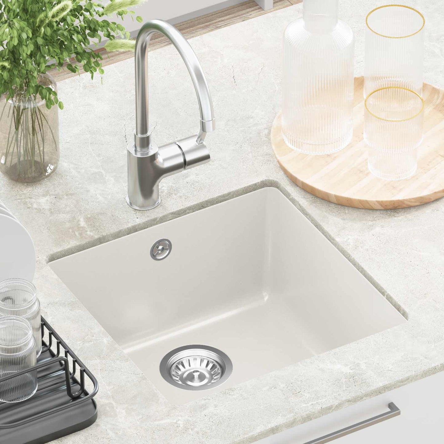 vidaXL Σιντρινο Λευκό 430 x 460 mm 80% Χαλαζίας και 20% Ρητίνη