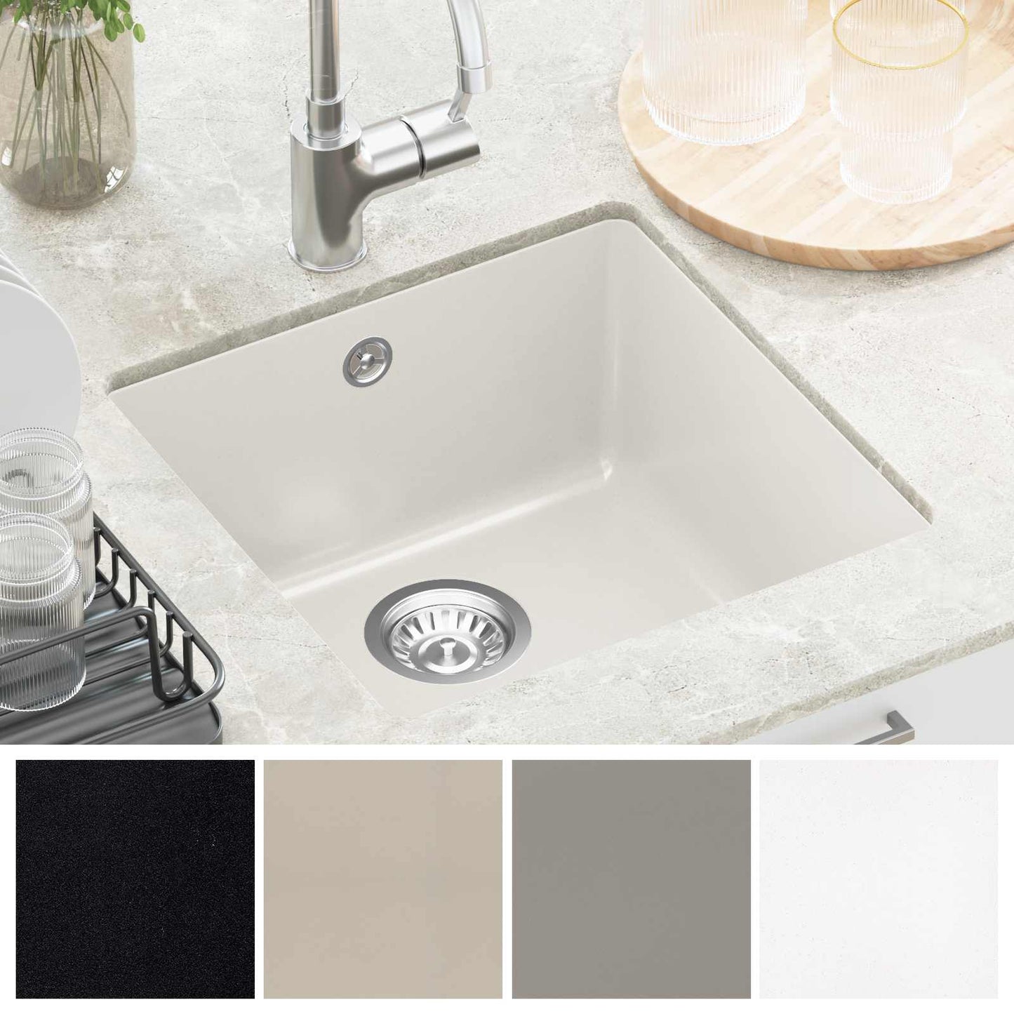 vidaXL Σιντρινο Λευκό 430 x 460 mm 80% Χαλαζίας και 20% Ρητίνη