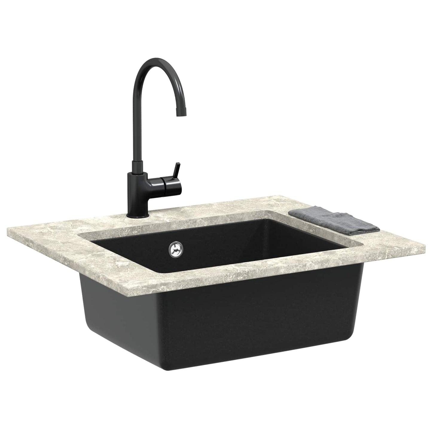 vidaXL Σιντρινο Μαύρο 530 x 460 mm 80% Χαλαζίας και 20% Ρητίνη