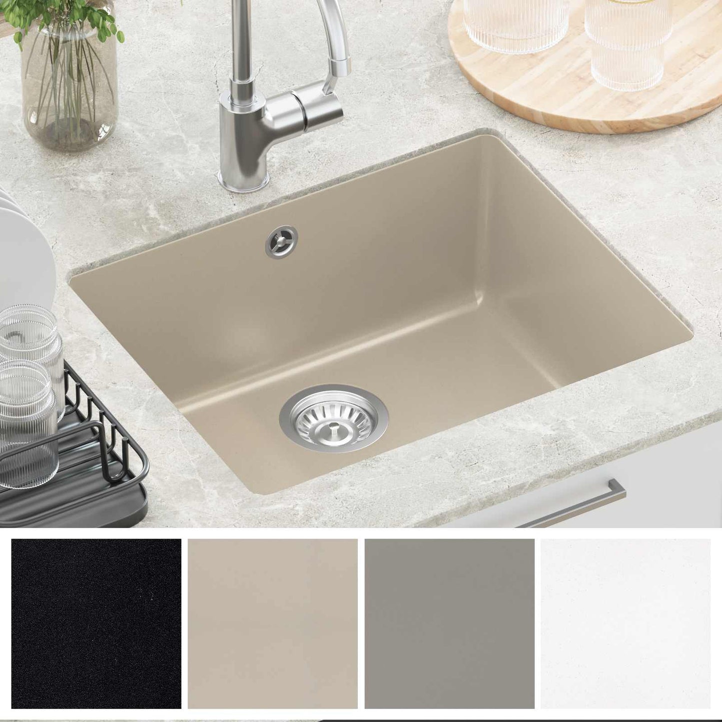 vidaXL Σιντρινο Μπεζ 530 x 460 mm 80% Χαλαζίας και 20% Ρητίνη