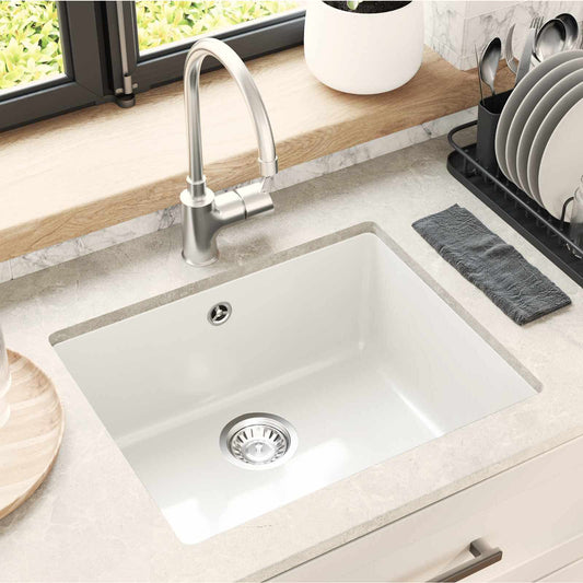 vidaXL Σιντρινο Λευκό 530 x 460 mm 80% Χαλαζίας και 20% Ρητίνη