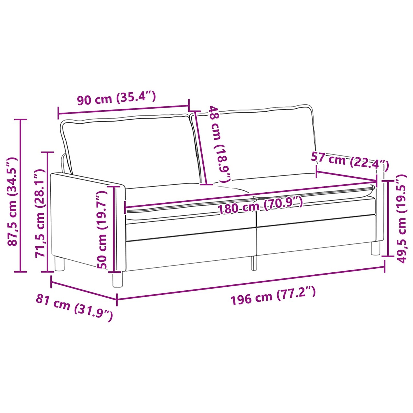 vidaXL Σετ Καναπέ 2 τμχ. Κόκκινο Ύφασμα