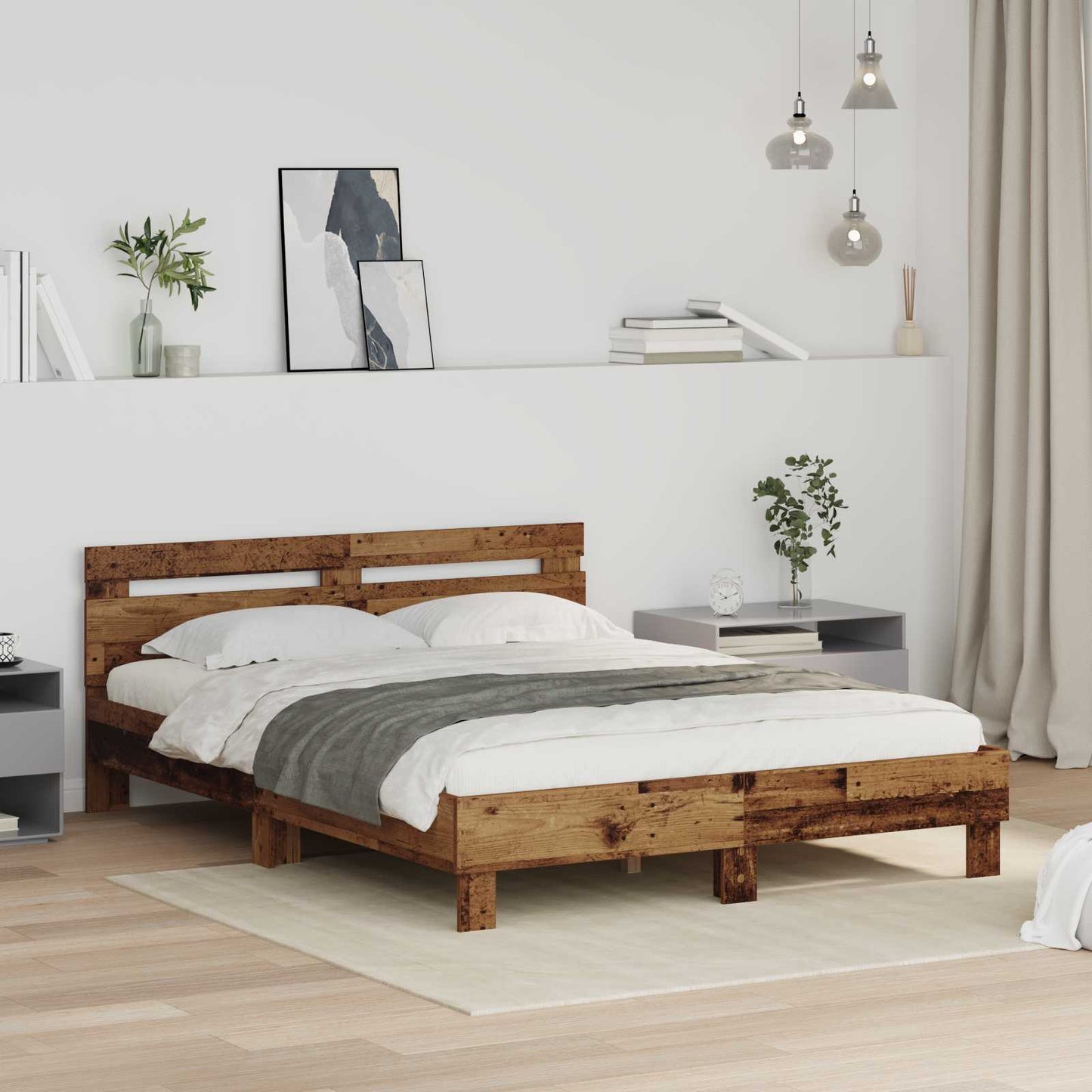 vidaXL Σκελετός Κρεβατιού Παλιό ξύλο 160 x 200 cm Επεξεργασμένο ξύλο