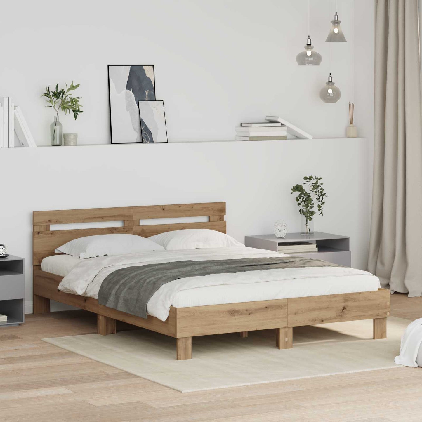 vidaXL Σκελετός Κρεβατιού Artisan Oak 160 x 200 cm Επεξεργασμένο ξύλο
