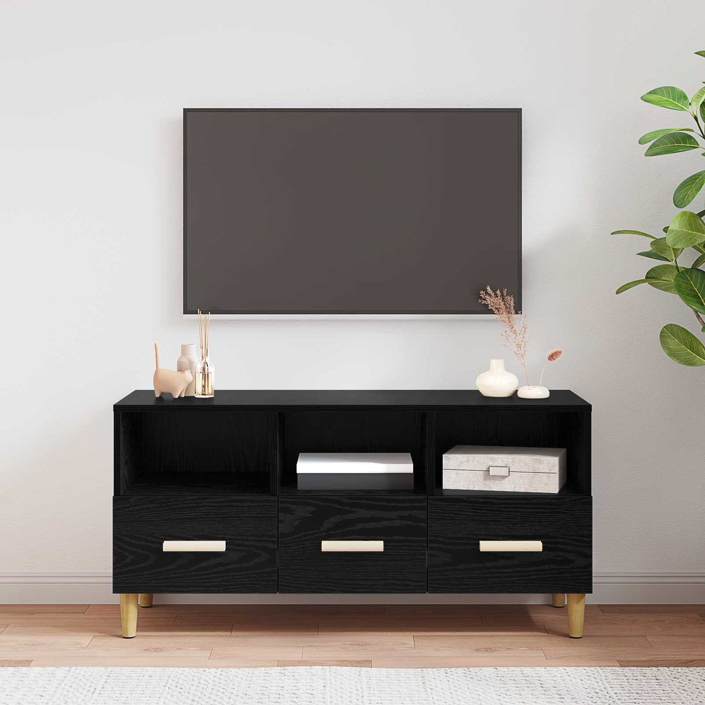 vidaXL Ντουλάπι TV 102 x 36 x 50 εκ Μαύρη Οξυά Επεξεργασμένο Ξύλο