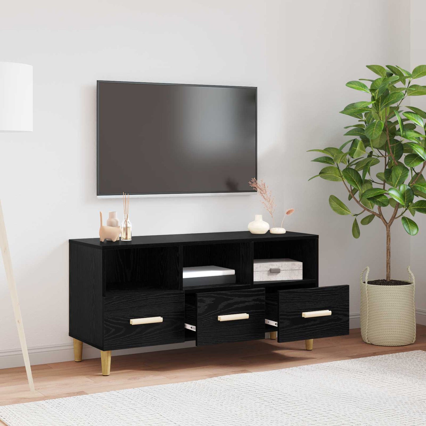 vidaXL Ντουλάπι TV 102 x 36 x 50 εκ Μαύρη Οξυά Επεξεργασμένο Ξύλο