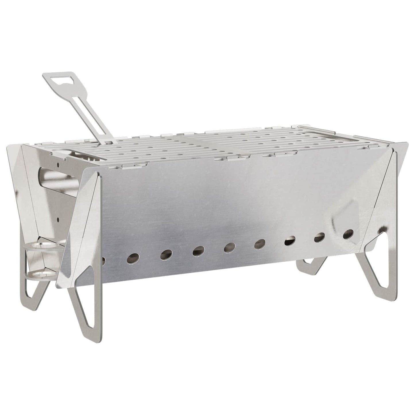 vidaXL Φωτιά στο κάμπινγκ 42 x 22 x 18 εκ. Ανοξείδωτο Ατσάλι Ασημί