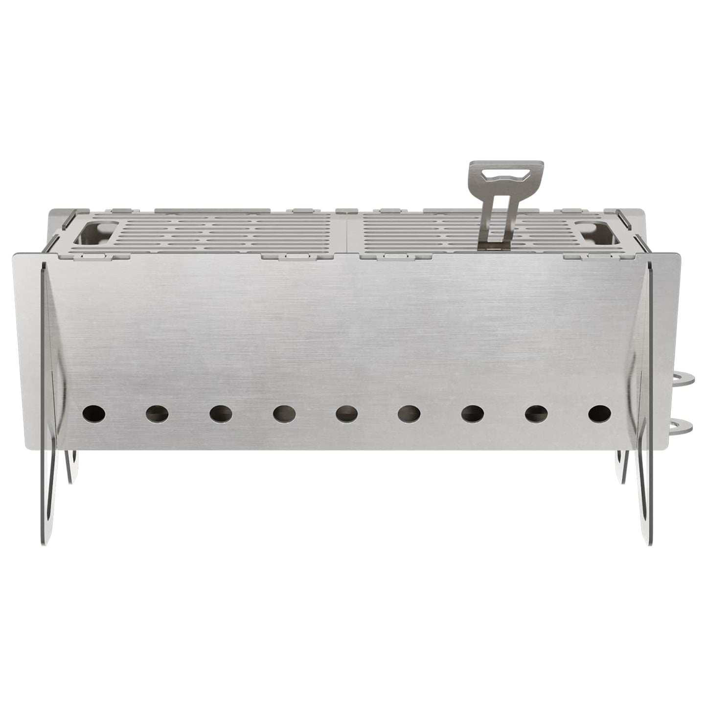 vidaXL Φωτιά στο κάμπινγκ 42 x 22 x 18 εκ. Ανοξείδωτο Ατσάλι Ασημί