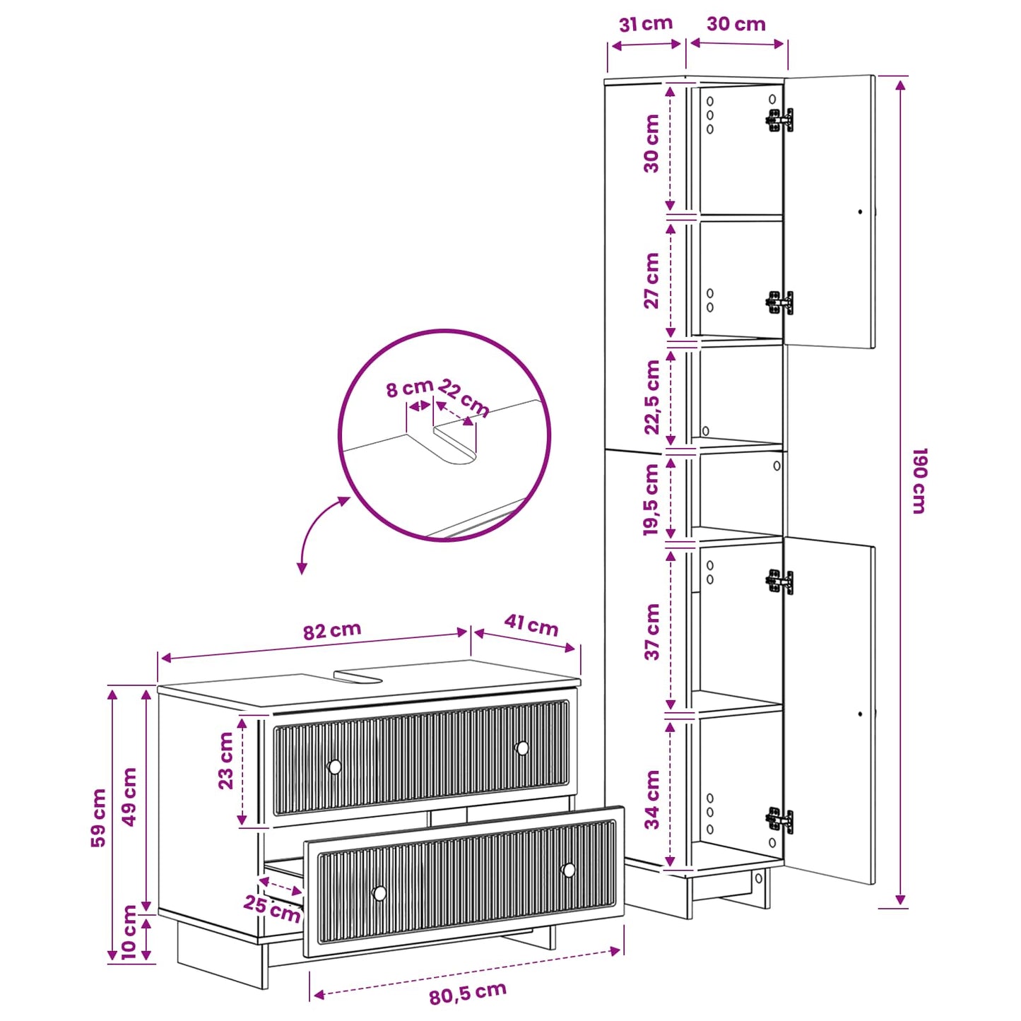 vidaXL Σετ Ντουλαπιών Μπάνιου 2 Τεμαχίων EDE Παλαιωμένο ξύλο