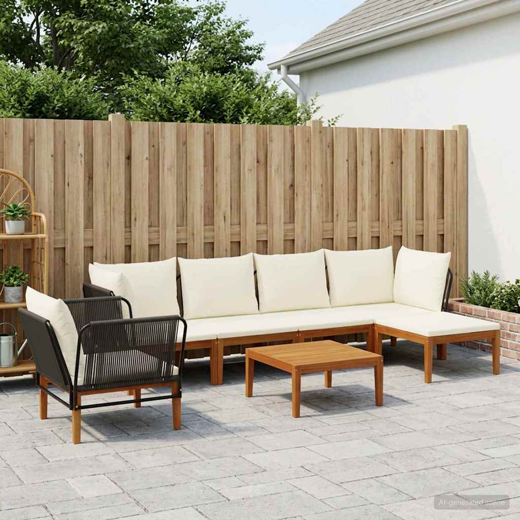 vidaXL 7 pcs Στερεό Acacia Ξύλο & Σχοινί Φυσικό