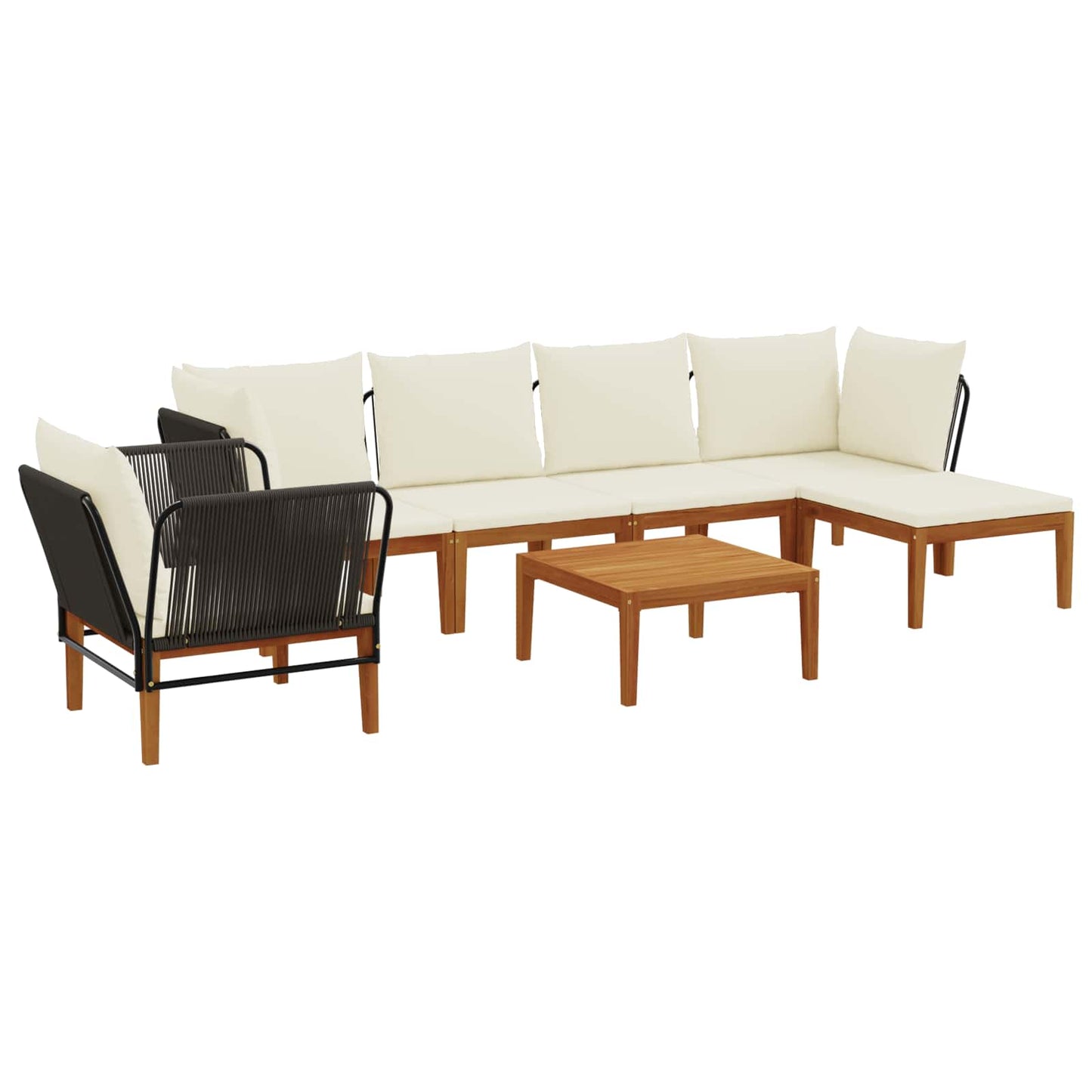 vidaXL 7 pcs Στερεό Acacia Ξύλο & Σχοινί Φυσικό