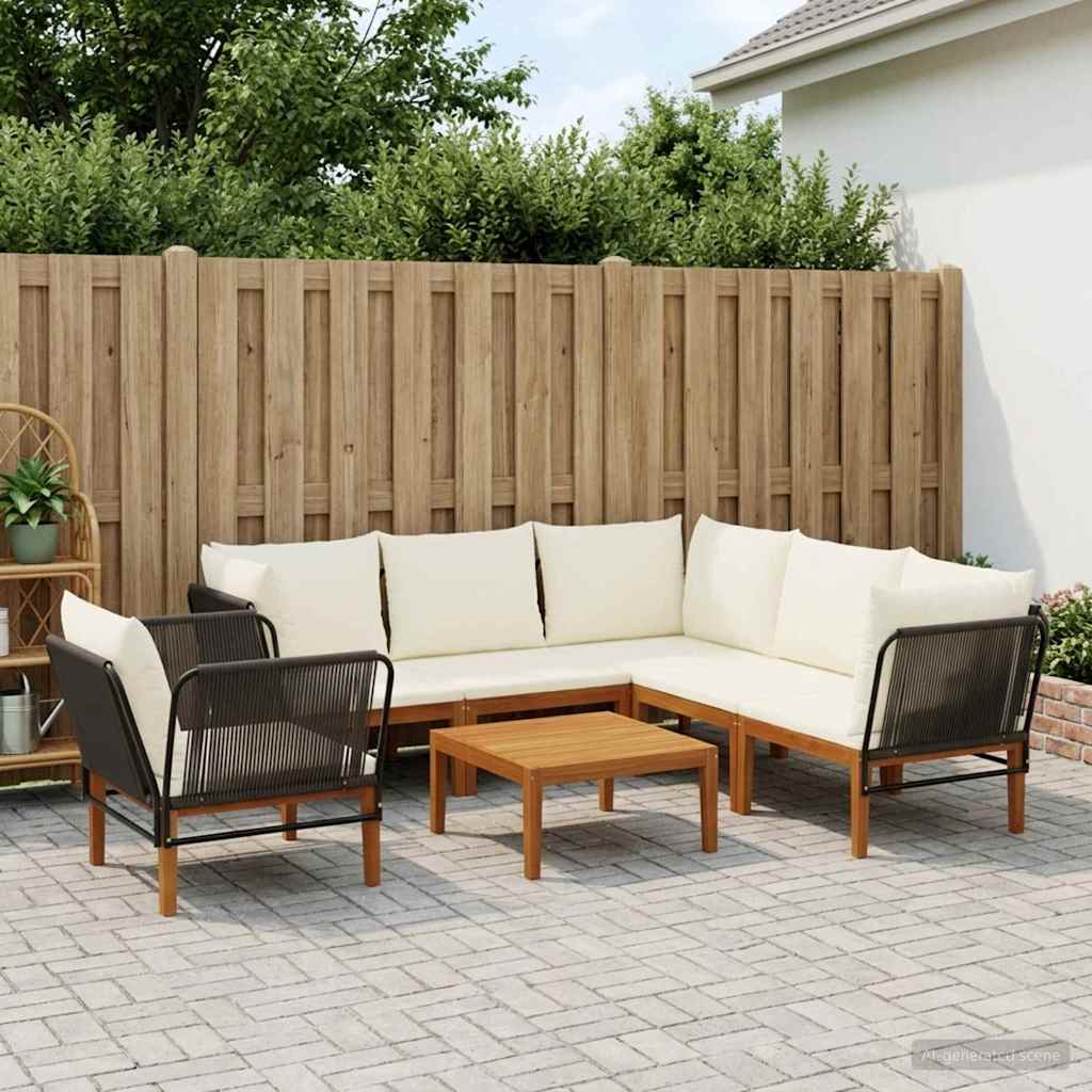vidaXL 7 pcs Στερεό Acacia Ξύλο & Σχοινί Φυσικό