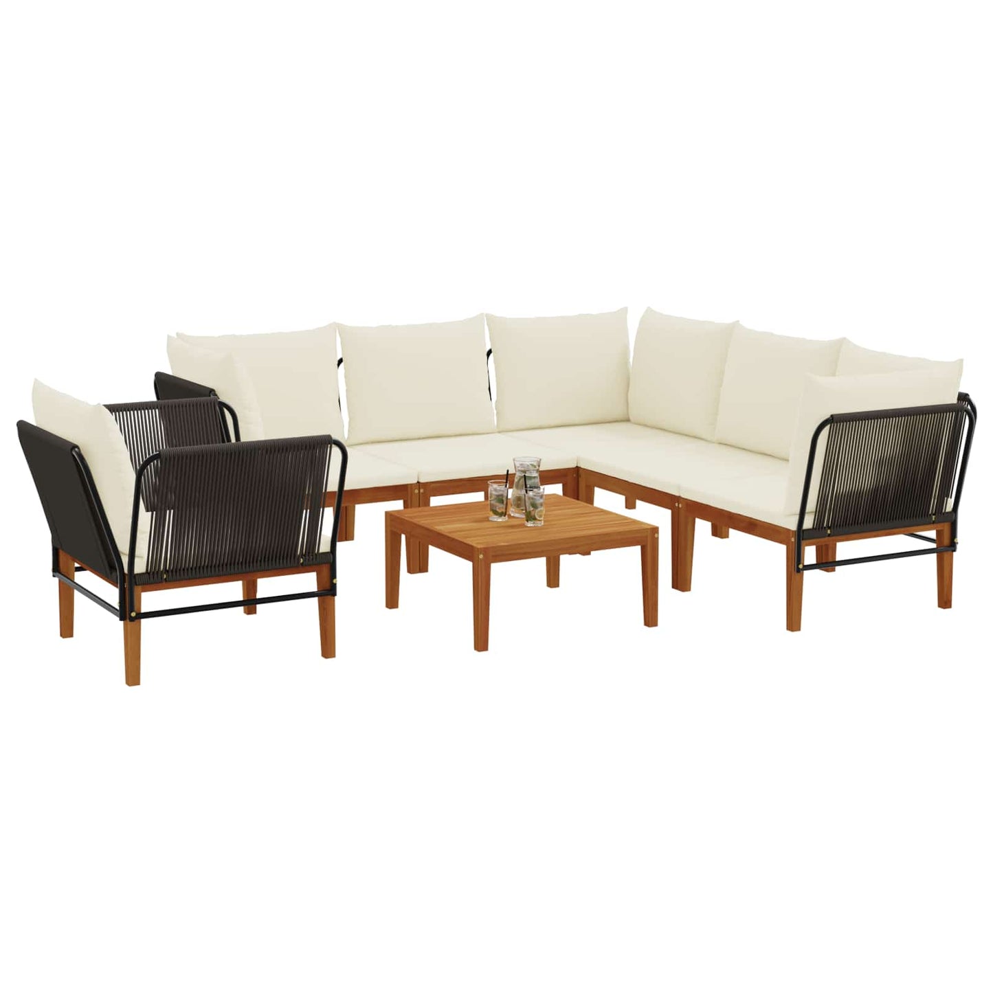 vidaXL 7 pcs Στερεό Acacia Ξύλο & Σχοινί Φυσικό