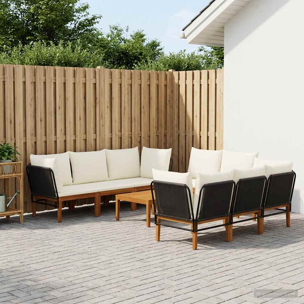 vidaXL 9 pcs Στερεό Acacia Ξύλο & Σχοινί Φυσικό