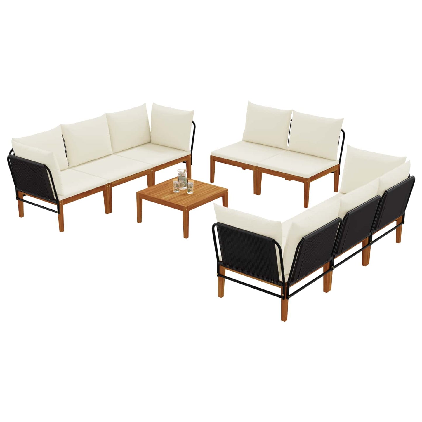 vidaXL 9 pcs Στερεό Acacia Ξύλο & Σχοινί Φυσικό