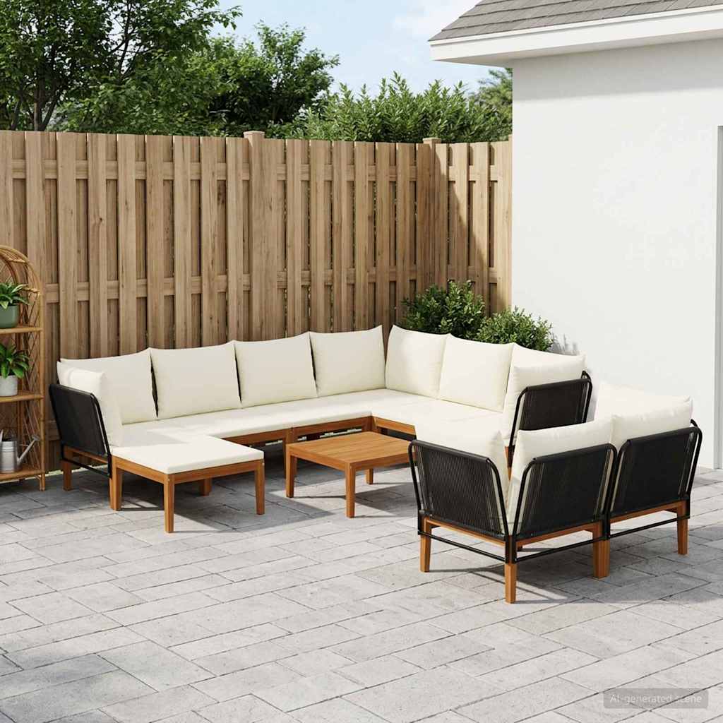 vidaXL 10 pcs Στερεό Acacia Ξύλο & Σχοινί Φυσικό