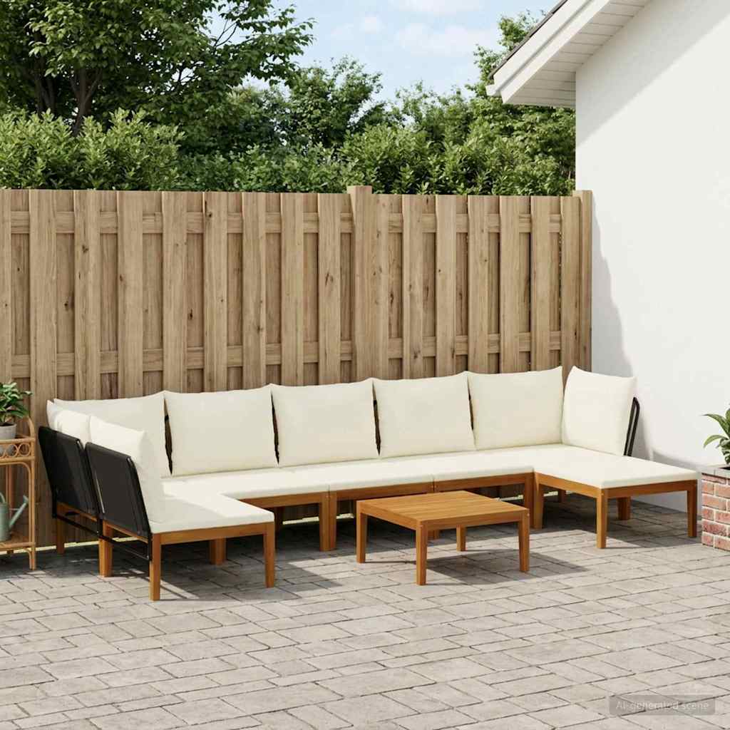 vidaXL 8 pcs Στερεό Acacia Ξύλο & Σχοινί Φυσικό