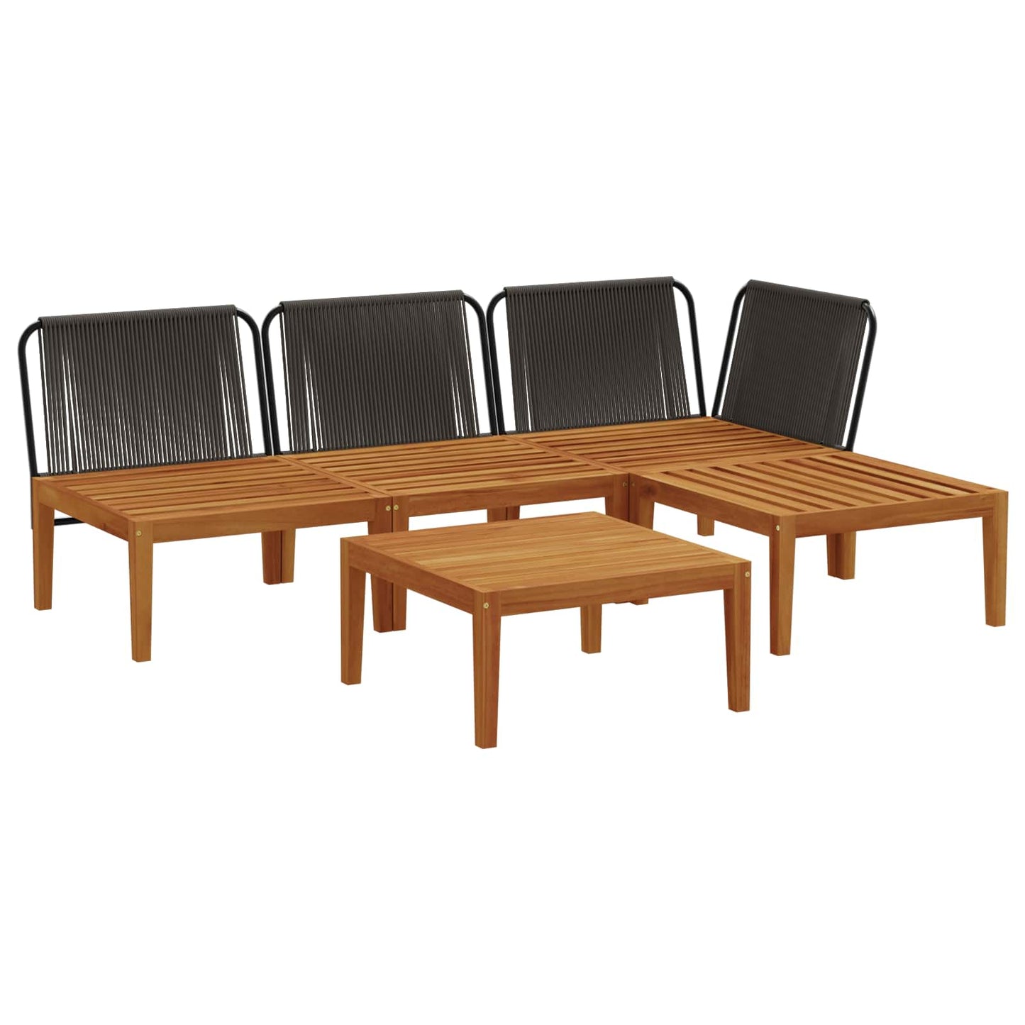 vidaXL 5 pcs Σετ Lounge Κήπου με Μαξιλάρια Στερεό Acacia Ξύλο & Σχοινί
