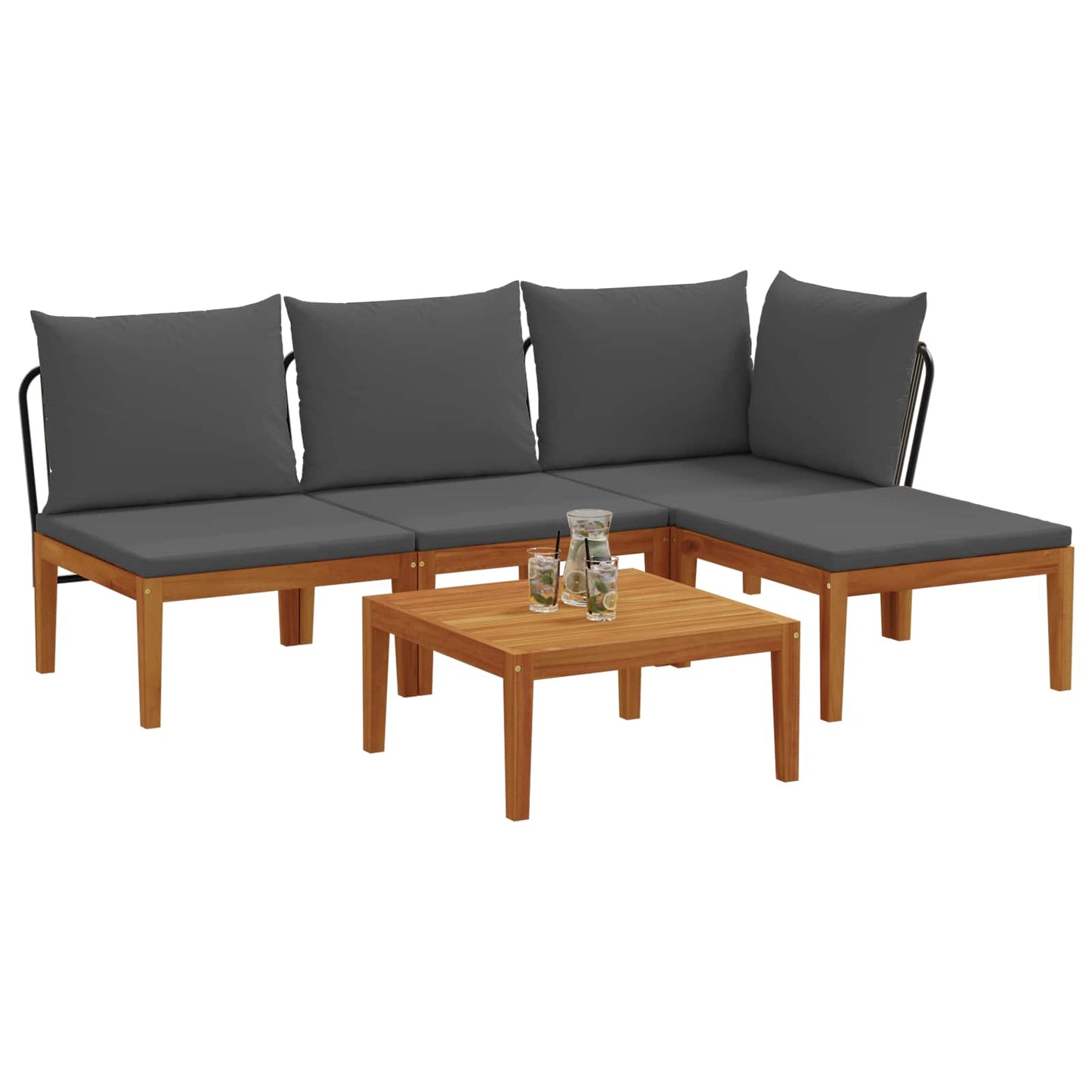 vidaXL 5 pcs Σετ Lounge Κήπου με Μαξιλάρια Στερεό Acacia Ξύλο & Σχοινί