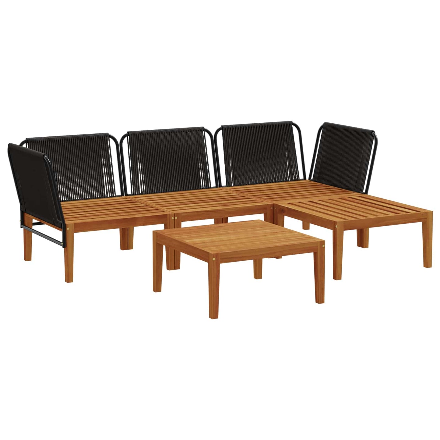 vidaXL 5 pcs Στερεό Acacia Ξύλο & Σχοινί Φυσικό