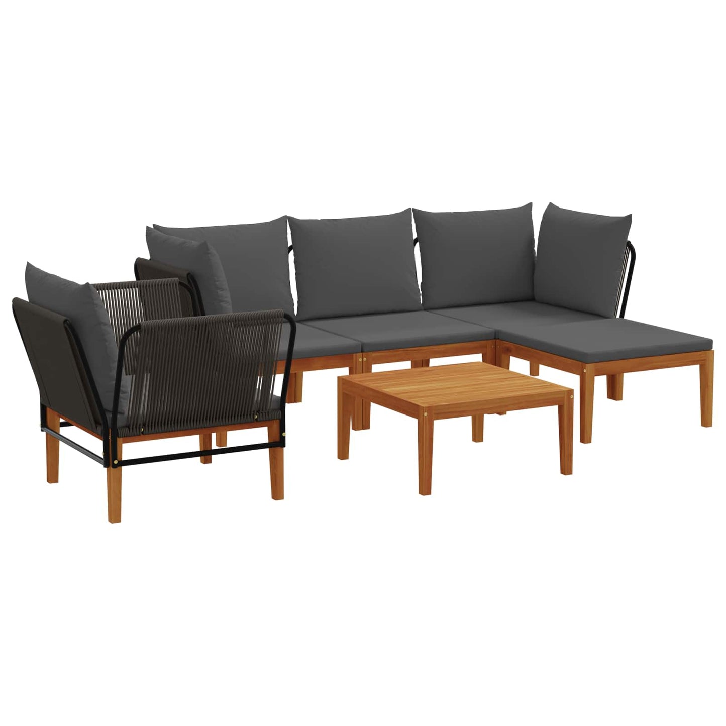 vidaXL 6 pcs Στερεό Acacia Ξύλο & Σχοινί Φυσικό
