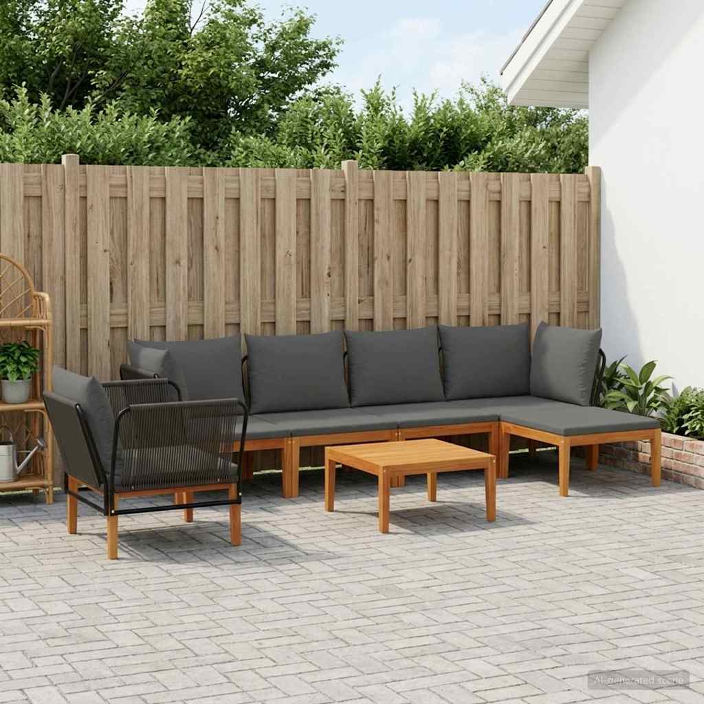 vidaXL 7 pcs Στερεό Acacia Ξύλο & Σχοινί Φυσικό