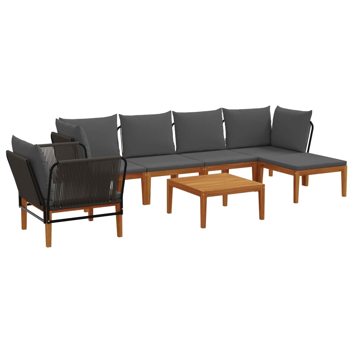vidaXL 7 pcs Στερεό Acacia Ξύλο & Σχοινί Φυσικό