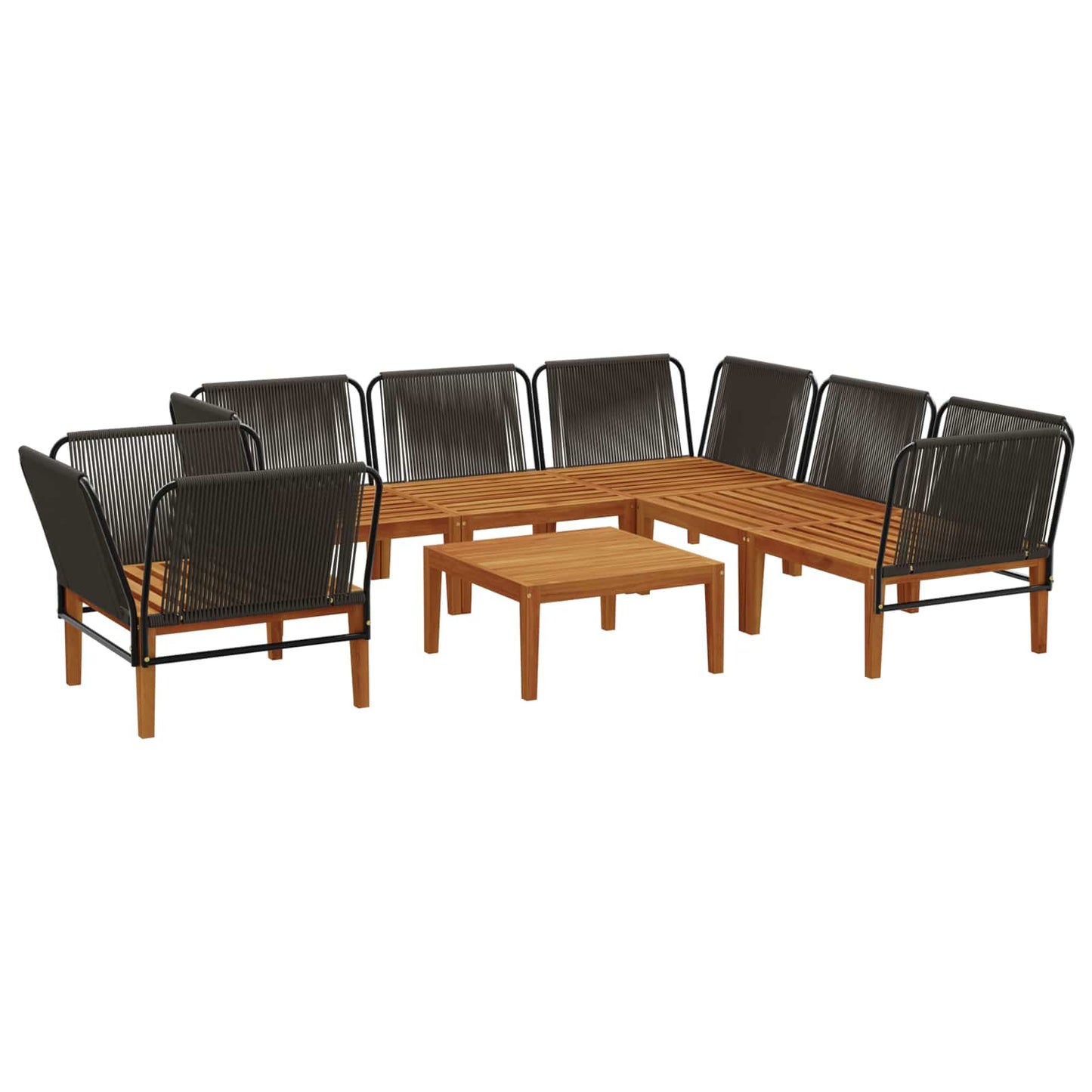 vidaXL 7 pcs Στερεό Acacia Ξύλο & Σχοινί Φυσικό