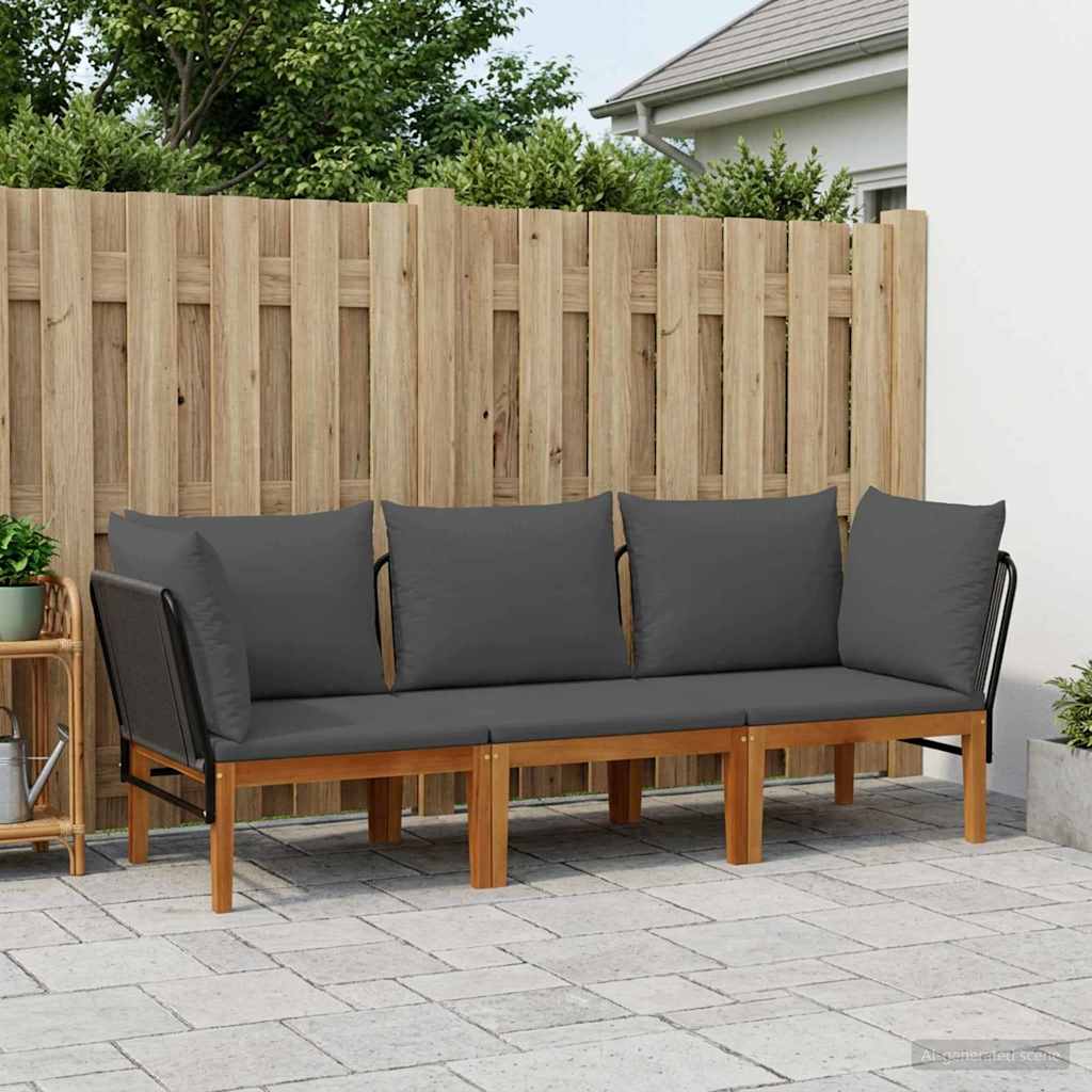 vidaXL 3 pcs Στερεό Acacia Ξύλο & Σχοινί Φυσικό