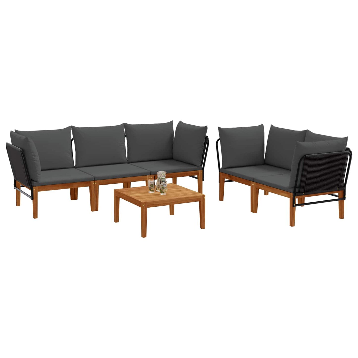 vidaXL 6 pcs Στερεό Acacia Ξύλο & Σχοινί Φυσικό