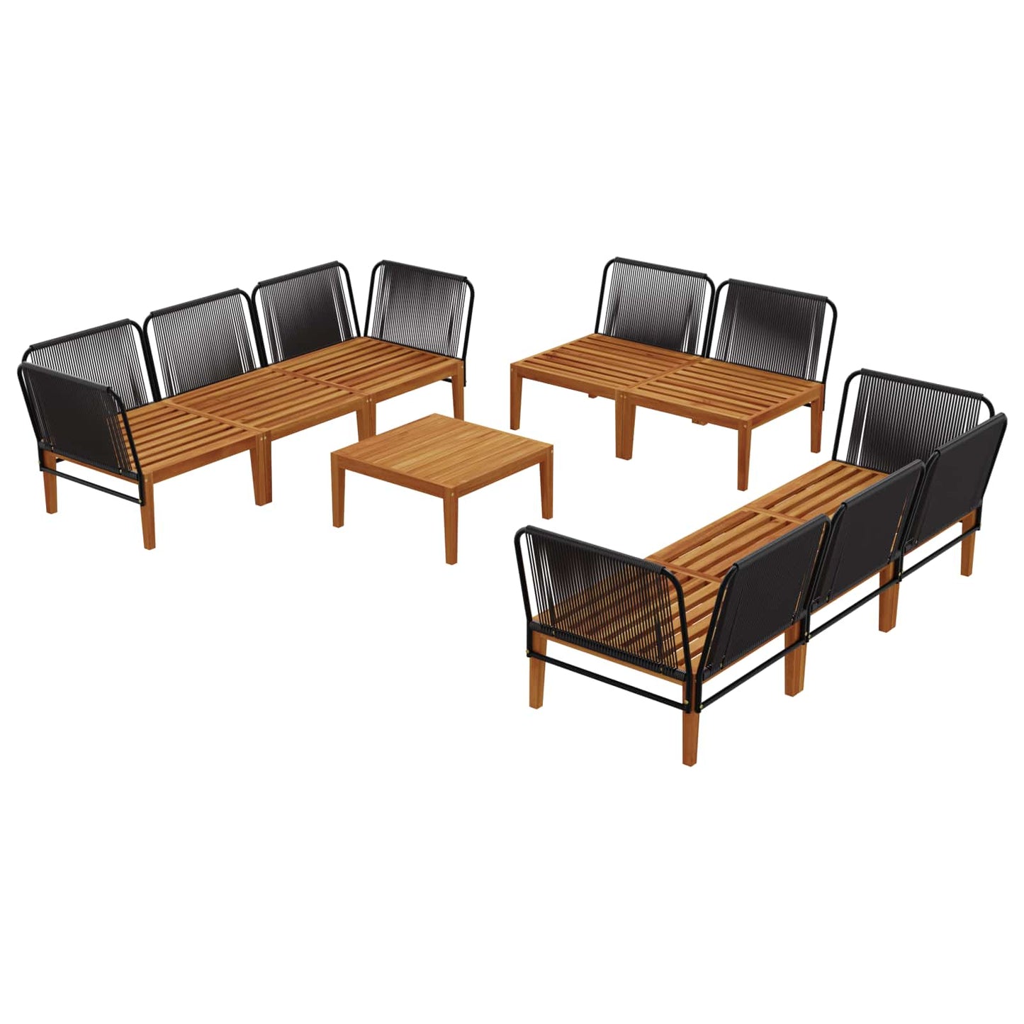 vidaXL 9 pcs Στερεό Acacia Ξύλο & Σχοινί Φυσικό